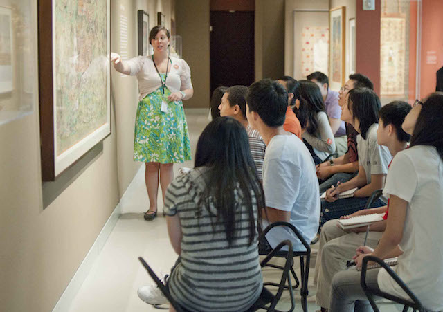 Students observing art